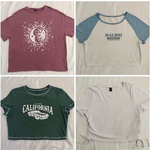 Shein Tops Bundle of 4 - Crops Tops and Graphic Tee
